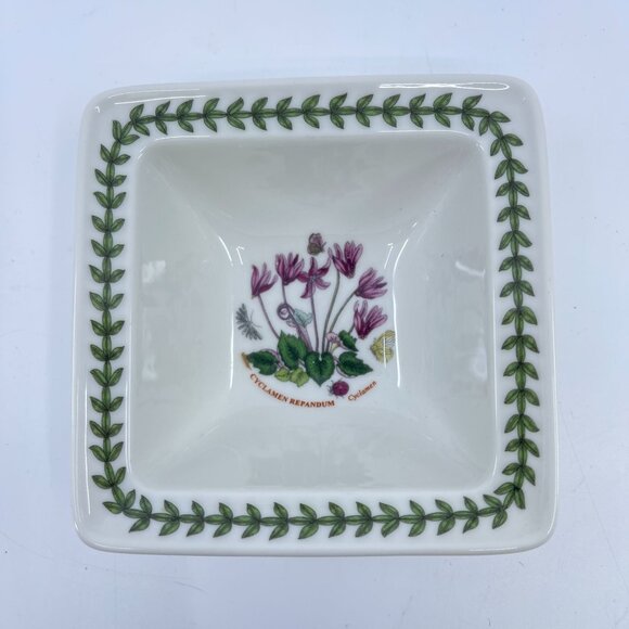 portmeirion botanic garden square dish cyclamen repandum 4 1/4" x 4 1/4" - Picture 1 of 4